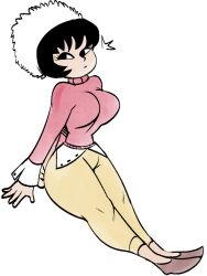 1girls 2010s 2019 2d 2d_(artwork) black_hair busty busty_female clothed clothed_female female female_only honeyboyy jucika jucika_(comic) png short_hair solo thick_thighs