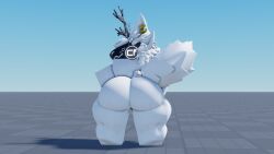 3d animated antlers baseplate female female_focus female_only furry furry_female furry_only gif jiggle nekomaniaa protogen roblox roblox_avatar robloxian self_upload twerking white_fur