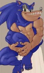 absurd_res anthro big_eyes blue_body blue_fur caricature cursed eulipotyphlan fan_character feet fur green_eyes grotesque hedgehog hi_res hybrid lean_male male mammal meme muscular muscular_arms muscular_legs muscular_male pale_arms pale_skin pinup pose ravuer sega short_tail silver_eyelids silver_nails silver_navel silver_nipples silver_nose simple_background sitting skinny_male small_ears small_navel small_nipples small_tail smile solo sonic_the_hedgehog sonic_the_hedgehog_(series) tail toilet