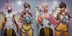bimbo bimbofication blizzard_entertainment boxer3d breast_implants huge_breasts mercy overwatch shadowboxer tracer