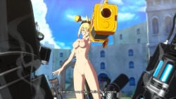 1girls 3d aiming_gun arc_system_works big_breasts big_gun blonde_hair blue_eyes completely_nude completely_nude_female dnf_duel dungeon_and_fighter glasses gun hair_ornament large_breasts launcher_(dnf_duel) long_hair mod nude nude_female nude_mod pussy tied_hair vagina