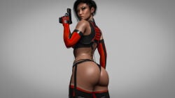 1girls 3d asian asian_female ass big_ass black_hair bubble_butt faith_connors female female_only gun mirror's_edge rozlinhelms solo