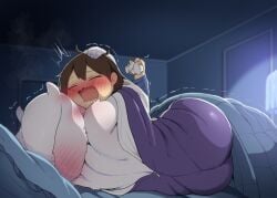 1boy 1boy1girl 1girls 2026 2026s anthro bed bedroom bigger_female blurry_background blush blushing clothed clothing dagasi digital_drawing_(artwork) digital_media_(artwork) digital_painting_(artwork) female frisk frisk_(undertale) goat goat_girl goat_humanoid hugging human male male/femal size_difference smaller_male sweat sweatdrop sweating sweaty_body toriel toriel_(deltarune) tremble_lines trembling undertale undertale_(series)