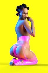 1girls 3d ass big_ass black_hair dark-skinned_female dark_skin female garter_straps original rgnl3d solo tagme_(artist)