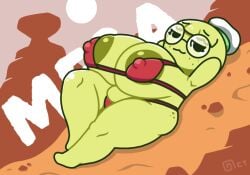1girls animated areola areolae armpit arms_behind_head beret bikini breasts feet female_only freckles freckles_on_ass freckles_on_face gif glasses green_hair green_skin hat huge_breasts laying_down micro_bikini nipple_bulge nipples octotron2000 peak-chan_(okgaki) peak_(videogame) plump scout_(peak) self_upload short_hair shortstack smug solo solo_female someone_else's_oc sweat sweating thong