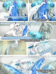 absurd_res anthro anthrofied arctic_fox areola bathroom bathtub bathtub_sex big_penis blue_areola blue_breasts blue_nipples blue_penis breasts canid canine comic doctor_awesome dragon dripping drunk english_text erection european_mythology female fox genitals glans gynomorph gynomorph/female hi_res huge_penis hyper hyper_genitalia hyper_penis intersex intersex/female makeup mammal mythological_creature mythological_scalie mythology nipples nude penis running_makeup scalie sex shower shower_sex spraying spraying_in_mouth spraying_on_face spraying_water substance_intoxication text true_fox vulva western_dragon wet
