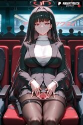 1girls 2025 ai_assisted ai_generated anime animeprds25 artist_name black_hair black_skirt blue_archive breasts hair_ornament halo hand_grip hi_res high_quality high_resolution highres holster holstered jacket large_breasts long_hair looking_at_viewer miniskirt pantyhose patreon_username pleated_skirt pussy red_eyes rio_tsukatsuki sitting skirt solo_focus spread_pussy stable_diffusion sweater thigh_holster train_interior tsukatsuki_rio turtleneck turtleneck_sweater uncensored very_long_hair watermark white_sweater