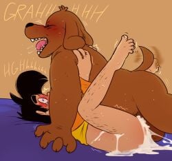 2026 2boys anal_penetration anthro_on_human big_belly cl0ckability climax crying_with_eyes_open cum_in_ass cum_inside digital_drawing_(artwork) digital_media_(artwork) gay gay_sex jonathan_gabriel knot mating_press on_bed penny_arcade poker_night_at_the_inventory sam_and_max samuel_dog sheath sweat tailwag yelling