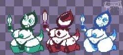 ambiguous_gender breasts bulge butt_markings deltarune deltarune_chapter_1 pixel_art pussy rudinn rudinn_(deltarune) scytheroam self_upload tail thighhighs watermark