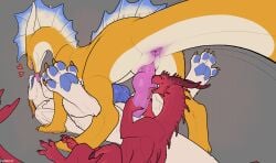 absurd_res ambiguous_gender anal anal_penetration anus butt close-up digital_media_(artwork) dragon erection female_(lore) feral fur genitals glimchip group group_sex heart_symbol hi_res kissing lizard male male/ambiguous male/male male_penetrated male_penetrating male_penetrating_male mythological_creature mythological_scalie mythology nude oral paws penetration penile penile_penetration penis penis_in_ass ray_(unna) reptile sal_(laslwo) scalie sex syrune tail thrusting tongue trio wings