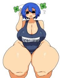 1girls antenna_hair antennae antennae_(anatomy) ass ass_visible_from_the_front bbw belly big_ass big_breasts big_thighs black_eyes blue_hair bottom_heavy breasts cameltoe cleavage clover_(plant) clover_hair_ornament competition_swimsuit curvaceous curvy curvy_female curvy_figure detached_sleeves embarrassed embarrassed_female enormous_thighs fat_ass fat_breasts fat_thighs female female_only gigantic_thighs hips_wider_than_shoulders huge_ass huge_breasts huge_thighs hyper hyper_thighs large_ass large_breasts large_thighs massive_ass massive_breasts massive_thighs navel navel_visible_through_clothes negitoro_(ntlrjqsolnlijmr) oc open_mouth original_character plump plump_ass plump_breasts plump_thighs shiny_skin short_hair solo solo_female sweat sweatdrop sweating swimsuit thick_thighs thighs thighs_bigger_than_head thighs_bigger_than_torso thunder_thighs tight_clothing venus_body voluptuous voluptuous_female wavy_mouth wide_hips