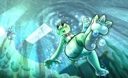 3_toes 4_fingers absurd_res amphibian anthro beach blood bodily_fluids bow_tie breasts butt butt_focus clothed clothing diving diving_board duo erection eye_after_dark feet female fingers foot_fetish foot_focus frog genitals glitch_productions hi_res jax_(tadc) lagomorph leporid male mammal nosebleed partially_clothed rabbit ribbit_(tadc) sea seaweed surprised the_amazing_digital_circus thick_thighs toes underwater vulva water