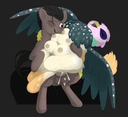 2026 absurd_res ambiguous_gender avian digital_media_(artwork) duo equid equine female feral genitals gryphon hasbro hi_res hooves horse male male/female mammal my_little_pony mythological_avian mythological_creature mythology pony spreading villegreen