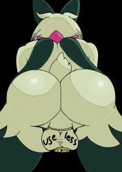 15roacxs absurd_res anthro backsack balls big_butt black_background body_writing butt chastity_cage chastity_device generation_9_pokemon genitals hi_res low-angle_view male meowscarada nintendo pokemon pokemon_(species) rear_view simple_background solo writing_on_balls writing_on_genitals