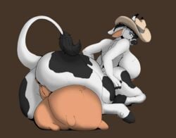 anthro anus ass big_breasts bovine breasts cattle color cow_taur female general_baz hat hooves horns huge_breasts looking_at_viewer mammal nipples overweight pussy rabid smoke_signal taur teats udders