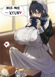 blue_eyes breasts breasts_bigger_than_head bulge_through_clothing bulging_nipples cham22 covered_breasts cum cum_in_coffee cum_in_food cum_on_food cum_stain erect erect_penis erection erection_under_clothes futa_cock futa_maid futa_only futanari huge_breasts huge_cock lactating lactating_through_clothing maid maid_uniform nipple_bulge penis_bulge penis_poking_out spammayo steamy_breath steamy_penis throbbing throbbing_penis wet_nipples