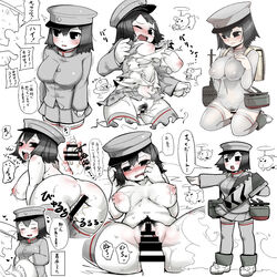 akitsu_maru_(kantai_collection) ass black_eyes black_hair black_legwear blush breasts censored female hat kantai_collection large_breasts looking_down louise-louis-lucille lying navel nipples nude oekaki on_back one-piece_swimsuit open_mouth pale_skin peaked_cap personification pleated_skirt pussy rape school_swimsuit see-through see-through_swimsuit sex short_hair simple_background skirt sleeves_past_wrists solo standing swimsuit thighhighs torn_clothes undressing vaginal_penetration white_school_swimsuit wince