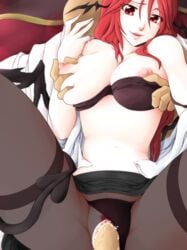 bat bat_wings big_breasts breast_grab breasts clitoris demon faceless_male female from_behind hair koakuma long_hair male neko_majin nipples panties pantyhose penetration pussy red_eyes red_hair sex straight touhou underwear undressing vaginal_penetration vampire wings