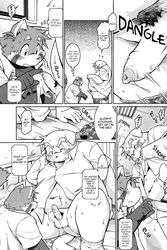 2boys anthro balls ballsack canine chubby comic english_text erection finger_in_foreskin fluffy_tail foreskin foreskin_play fur furry furry_only futaba_kotobuki gay greyscale humanoid_penis intact long_foreskin male male_only male_pubic_hair mammal monochrome namihira_kousuke pants_down penis precum precum_drip red_panda scrotum smooth_penis tail takaki_takashi testicles text uncut unretracted_foreskin