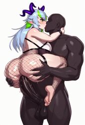 1boy 1girls ai_generated anal big_ass big_breasts big_penis carrying carrying_partner carrying_position dark-skinned_male female fishnets froot goth goth_girl high_heels horns huge_ass huge_breasts huge_cock interracial kissing large_ass large_breasts large_penis lich lift long_hair muscular muscular_male thick_thighs virtual_youtuber vshojo