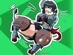 ass ass_bigger_than_head big_ass black_hair jane_doe_(zenless_zone_zero) rat_ears rat_girl thick_thighs tight_clothing