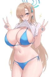 1girls ass ass asuna_(blue_archive) big_ass big_breasts big_thighs bikini blonde_hair blue_archive blue_eyes blush breasts female female_focus female_only halo huge_ass huge_breasts huge_thighs kuavera light-skinned_female light_skin looking_at_viewer millennium_science_school_student naughty naughty_face smile smiling smiling_at_viewer tagme thick_hips thick_thighs thighs