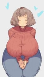 clothes female_frisk frisk massive_breasts red_sweater undertale