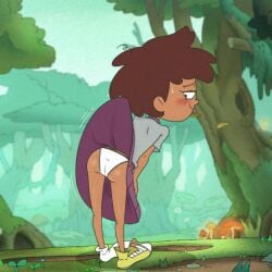 amphibia amphibia_(series) anne_boonchuy ass ass_focus brown_body brown_hair disney disney_channel mindgasmyt panties tongue tongue_out white_panties