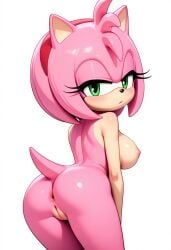 ai_generated amy_rose amy_rose_(boom) anus civitai looking_at_viewer looking_back nude pussy sega sonic_(series) sonic_the_hedgehog_(series) white_background