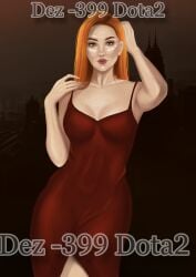 breasts dota_2 fire lina magic red_hair