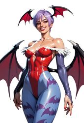 ai_generated bat_wings civitai darkstalkers head_wings leotard lilith_aensland panviewai panviewai pinup purple_hair red_eyes short_hair stockings succubus thighs wings