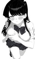 black_and_white breasts komi-san_wa_komyushou_desu komi_can't_communicate komi_shouko long_hair running student