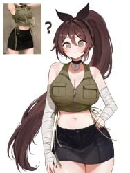 1girls blush brown_hair female_only indie_virtual_youtuber long_hair sky_(skyaboveme) skyaboveme solo solo_focus thighs virtual_youtuber white_background