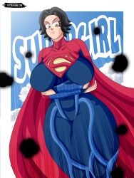 2d big_breasts black_hair blue_bodysuit dc_comics dc_extended_universe dceu female female_only fully_clothed futekablon kara_zor-el supergirl supergirl_(sasha_calle) superheroine the_flash_(2023)