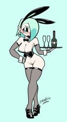 bunny_ears bunny_suit embarrassed embarrassed_nude_female enf goth green_hair henry humiliation no_panties pussy rita_(herny) sweat zedrin