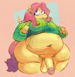 1girls bbw big_breasts blush breasts dick fluttershy_(mlp) futa_only horse_tail my_little_pony penis penis_out pink_hair punkitt sweat sweater sweating tail trans_woman wide_hips wings wolfgirl9million