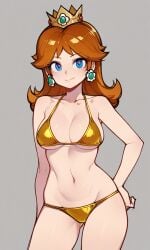 ai_generated big_breasts bikini blue_eyes female female_focus mario_(series) princess princess_daisy rcos solo solo_female solo_focus