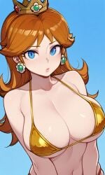 ai_generated big_breasts bikini blue_eyes female female_focus mario_(series) princess princess_daisy rcos solo solo_female solo_focus