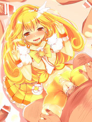 bike_shorts blonde_hair blush breasts breasts_out censored clothed_sex clothing cum cure_peace female flat_chest kaneru long_hair magical_girl multiple_boys multiple_penises nipples open_mouth penis ponytail precure pretty_cure pussy sex shorts skirt smile_precure solo_focus straight tied_hair torn_clothes vaginal_penetration wrist_cuffs yayoi_kise yellow_eyes