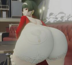 3d animated ass ass_focus ass_shake astra_yao black_hair female from_behind huge_ass jiggle kishi leaning leaning_forward long_hair looking_at_viewer looking_back red_eyes short_shorts shorts solo tagme twerking very_long_hair video video zenless_zone_zero