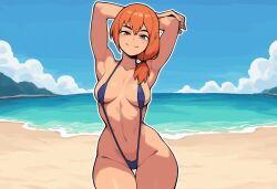 1girls ai_generated fire_emblem fire_emblem:_three_houses leonie_pinelli novelai slingshot_swimsuit solo_female