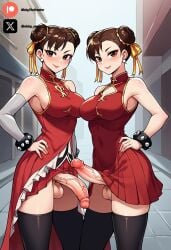 1futa ai_generated breasts brown_eyes brown_hair chinese_clothes chun-li cock colored dick futa_only futanari futanari futanari/female light_skin light_skinned_futanari nickythecreator penis sexy sexy_body sexy_pose street_fighter testicles veiny_penis