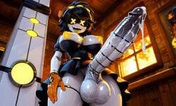 1futa ai_generated big_penis bottomless bottomless_futanari bottomless_skirt breasts breasts_out cum cyn_(murder_drones) futa_only futanari large_penis looking_at_viewer looking_down looking_down_at_viewer murder_drones nipples penis robot robot_futa robot_humanoid screen_face tongue tongue_out yellow_eyes