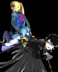 1boys 2girls ass ass_in_face bayonetta bayonetta_(character) bayonetta_2 hands_held heart metroid misspussyfan naruto naruto_(series) naruto_shippuden restrained samus_aran sasuke_uchiha sex smiling thighhigh_boots threesome yuri