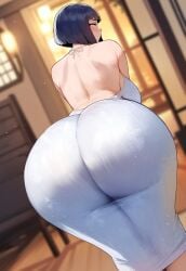 1girls ai_generated ass ass_focus back big_ass big_butt black_hair dat_ass dress fat_ass floox from_behind hips huge_ass hyuuga_hinata large_ass light-skinned_female looking_back looking_back_at_viewer milf naruto naruto_(series) naruto_shippuden pink_eyes solo thiccwithaq_(ai_style) thick_thighs thighs white_dress wide_hips