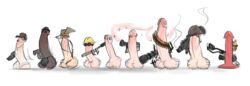 artist_request bandolier baseball_cap dark_penis demoman dildo dog_tags engineer eye_patch flamethrower glasses goggles hard_hat hat headset heavy_weapons_guy helmet medic medic_(team_fortress_2) multiple_penises penis penis_size_comparison penis_size_difference pyro pyro_(team_fortress_2) scout sniper soldier spy sunglasses team_fortress_2 tinted_eyewear what where_is_your_god_now wrench