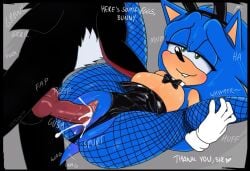 andromorph anus bowtie clitoris cum cum_in_pussy fake_rabbit_ears fishnet_legwear furry leotard leotard_aside male penis pussy rule_63 saltedqtip sex shadow_the_hedgehog sonic_(series) sonic_the_hedgehog