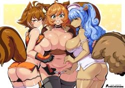 3girls anus ass big_ass big_breasts black_panties blazblue blue_hair female female_only fur hair hi_res large_breasts lewdamone looking_at_viewer makoto_nanaya mammal marvel marvel_comics marvel_rivals mink_tribe nipples one_piece presenting pubes pubic_hair pussy rodenbeard rodent squirrel squirrel_girl squirrel_girl_(marvel) squirrel_girl_(marvel_rivals) squirrel_tail stockings thick_thighs thighs tristan_(one_piece) tuft whiskers wide_hips