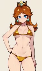 ai_generated big_breasts bikini blue_eyes female female_focus mario_(series) princess princess_daisy rcos solo solo_female solo_focus