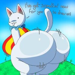 1:1 2025 absurd_res animal_crossing anthro ass big_ass big_breasts big_butt blanca_(animal_crossing) blush breasts clothed clothes clothing darasuke dialogue digital_drawing_(artwork) digital_media_(artwork) domestic_cat english_text felid feline felis female fur hi_res huge_ass huge_butt hyper hyper_ass hyper_butt looking_back mammal nintendo nsfwfuan presenting presenting_hindquarters shaded solo tail text thick_thighs white_body white_fur wide_hips